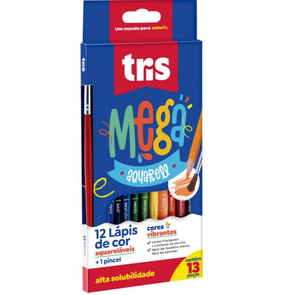 Encontraproduto.com.br - Lápis de Cor Tris Mega Aquarell + 1 Pincel - 12un