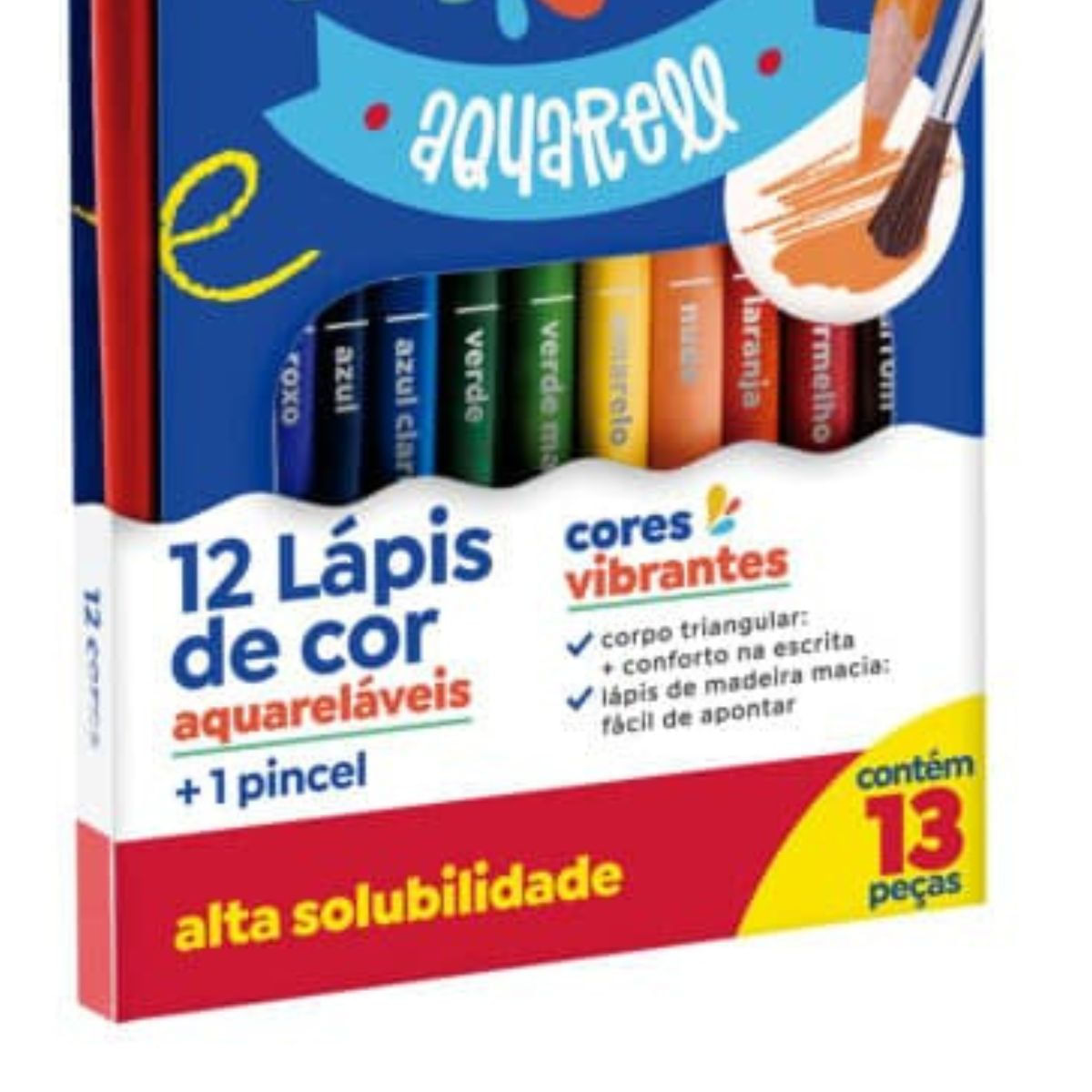 Encontraproduto.com.br - Lápis de Cor Tris Mega Aquarell + 1 Pincel - 12un