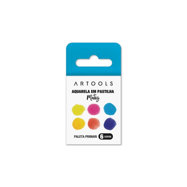 Aquarela em Pastilha Matiz Artools com 6 Cores - Cores Primárias