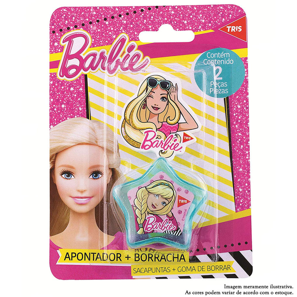 Encontraproduto.com.br - Kit Apontador + Borracha Barbie C/2 Sortida - Tris
