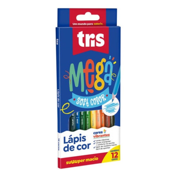 Encontraproduto.com.br - Lapis De Cor Mega Soft Color 12 Cores Tris
