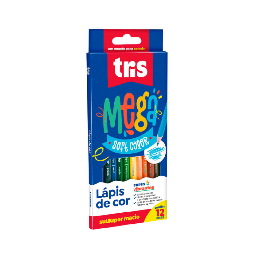 Encontraproduto.com.br - Lapis De Cor Mega Soft Color 12 Cores Tris