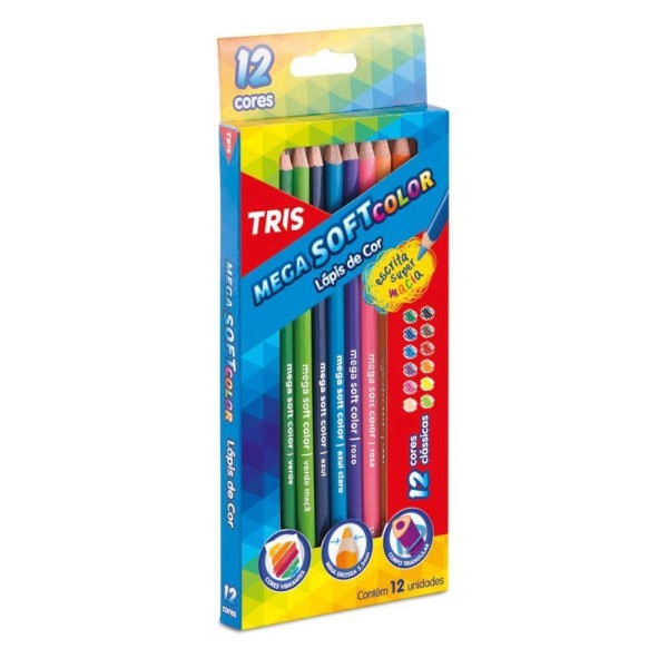 Encontraproduto.com.br - Lapis De Cor Mega Soft Color 12 Cores Tris