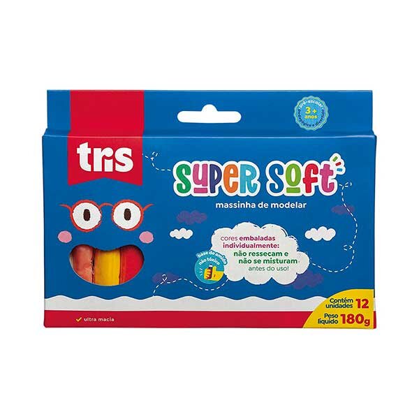 Encontraproduto.com.br - Massa de Modelar Tris Supersoft 12 Cores - 180g