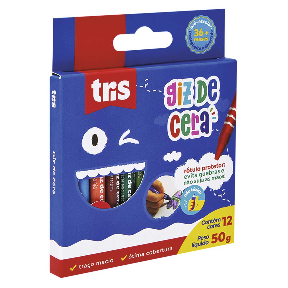 Encontraproduto.com.br - GIZ CERA FINO - 12 CORES - PRÉ-ESCOLAR - 3ANOS+ - TRIS