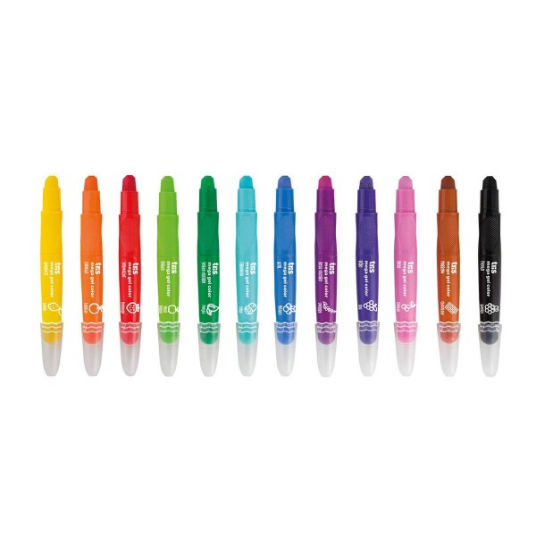 Encontraproduto.com.br - GIZ GEL RETRATIL MEGA COLOR COM 12 CORES ESTOJO TRIS