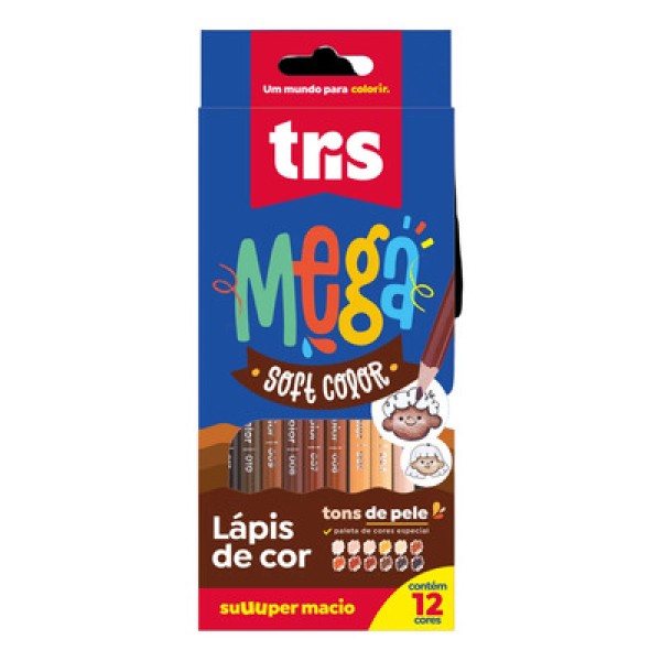 Encontraproduto.com.br - Estojo de Lápis de Cor Tris Mega Soft Color Tons de Pele 12 cores – 687735