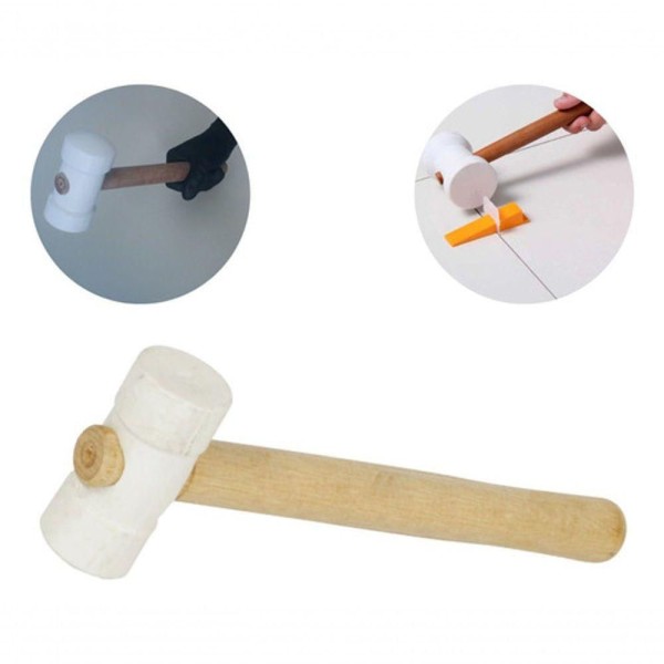 Encontraproduto.com.br - Martelo De Borracha Branca Bado De Madeira 80mm Max