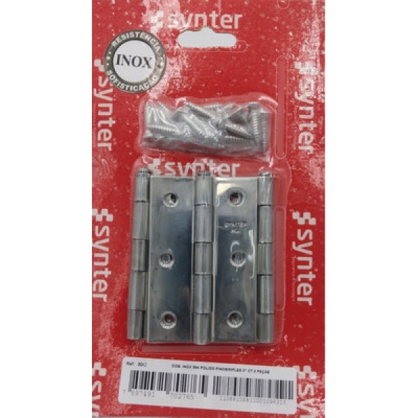 Dobradiça Aço Inox 304 Polido Kit 3 Peças 30ic Synter