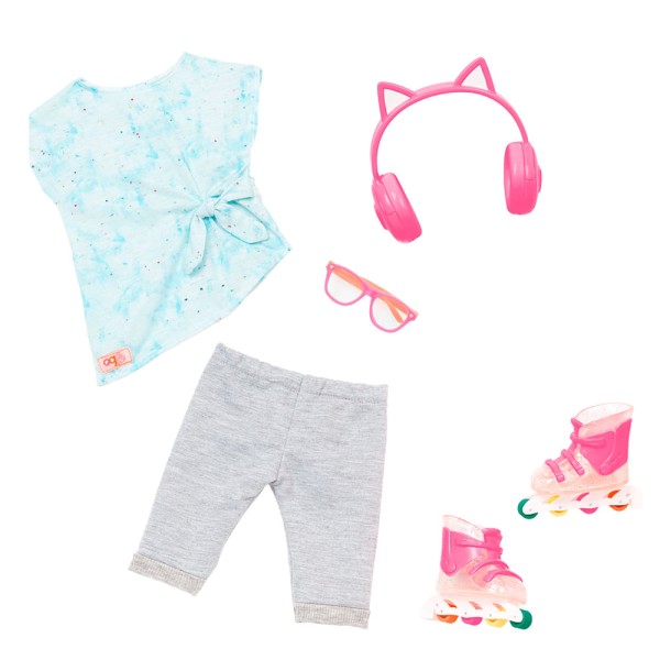 Encontraproduto.com.br - Roupa Para Boneca - Patins E Fone De Ouvido De Gatinho - Candide