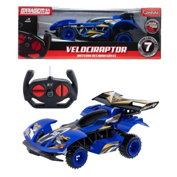 Encontraproduto.com.br - Veiculo Velociraptor Rc 7 Func - Bat Recarregavel - Azul