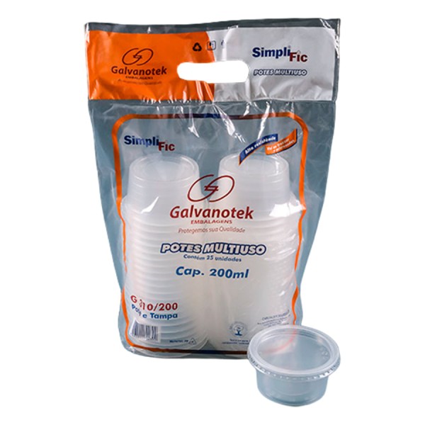 Encontraproduto.com.br - Pote Redondo Com Tampa 200ml 500 Unidades G310/200 GALVANOTEK