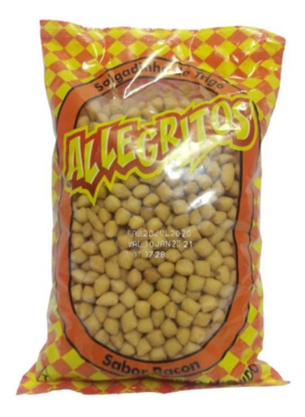 Encontraproduto.com.br - Kit Salgadinho Trigo Sabor Bacon 300g Allegritos 14 Unidades