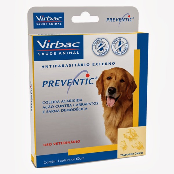 Encontraproduto.com.br - Coleira Preventic Cães Virbac Anti-Carrapatos e Sarna