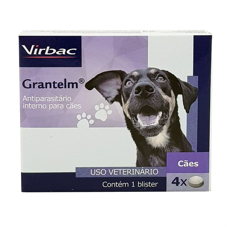 Encontraproduto.com.br - Vermífugo Grantelm Cães 10kg Virbac 4 comprimidos