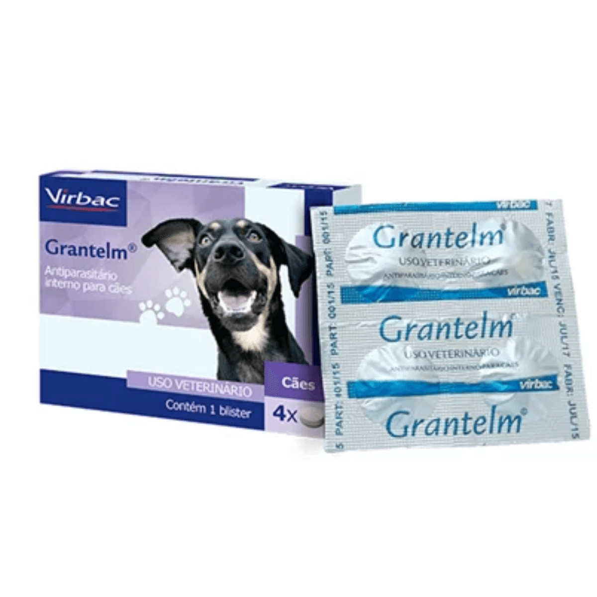 Encontraproduto.com.br - Vermífugo Grantelm Cães 10kg Virbac 4 comprimidos