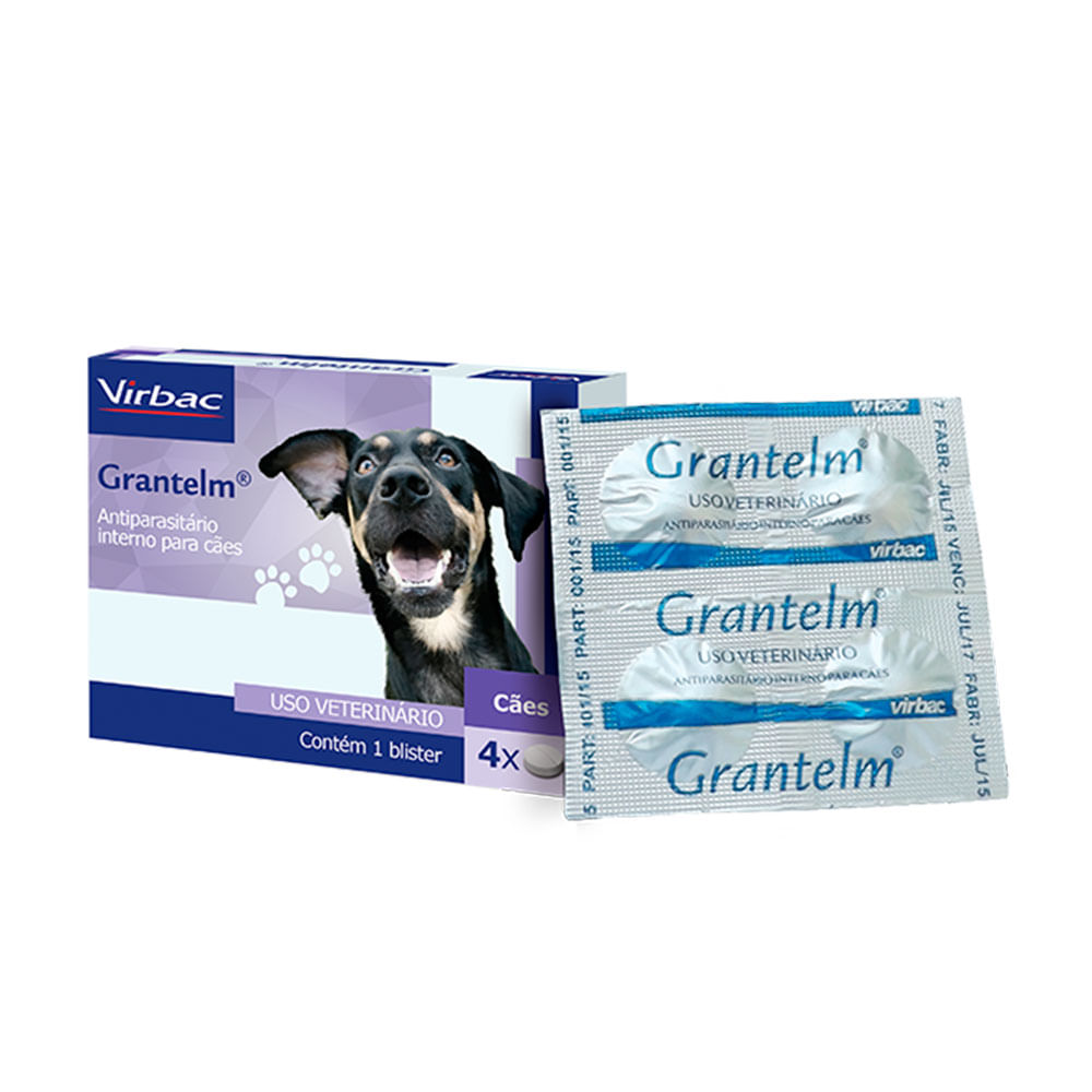 Encontraproduto.com.br - Vermífugo Grantelm Cães 10kg Virbac 4 comprimidos