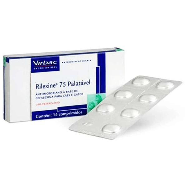 Encontraproduto.com.br - Rilexine 75mg 14 comprimidos Virbac Antibiótico Cães e Gatos