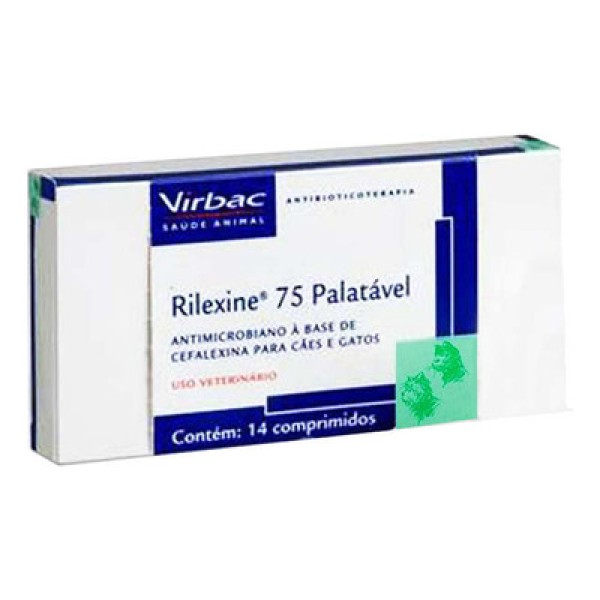 Encontraproduto.com.br - Rilexine 75mg 14 comprimidos Virbac Antibiótico Cães e Gatos