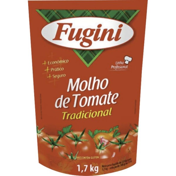 Molho de Tomate Fugini Tradicional Pouch com 1,7kg