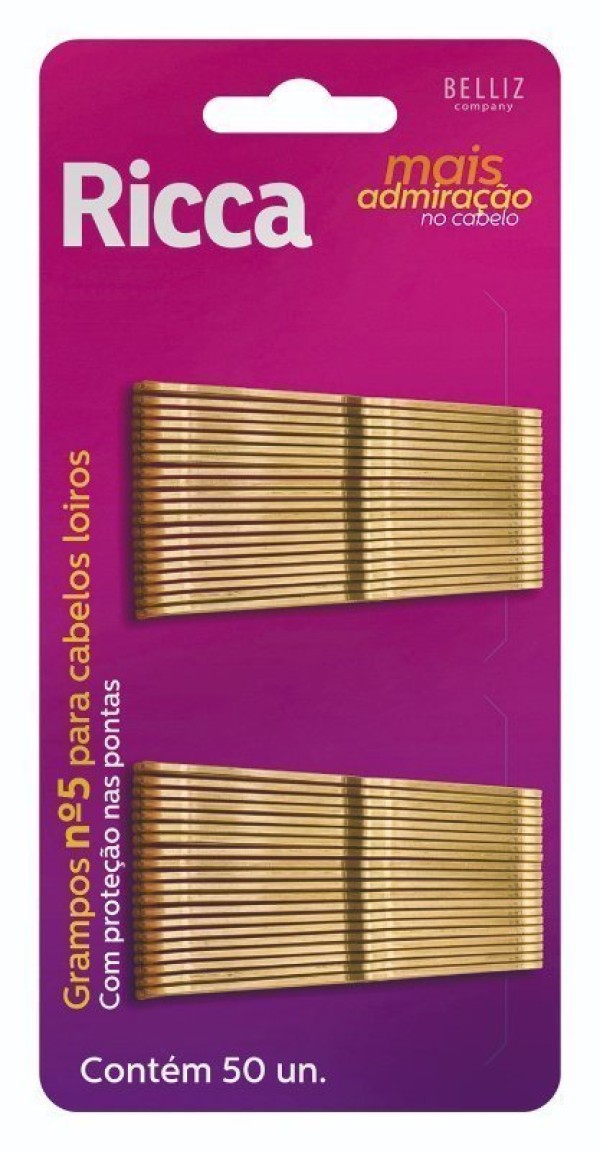 Grampo Para Cabelo N06 Loiro Ref. 341 50 Unidades - Ricca