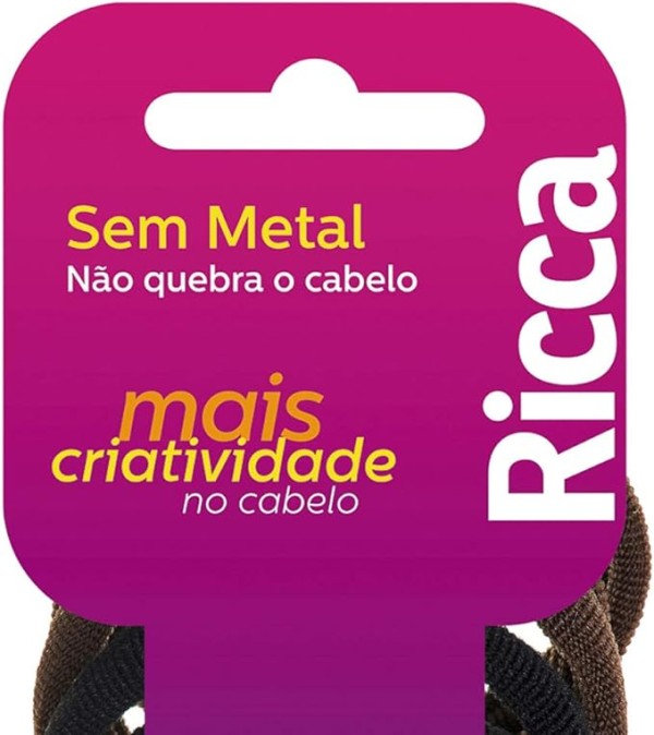 Encontraproduto.com.br - Elastico Para Cabelo Ricca Com 10 Sem Metal Preto