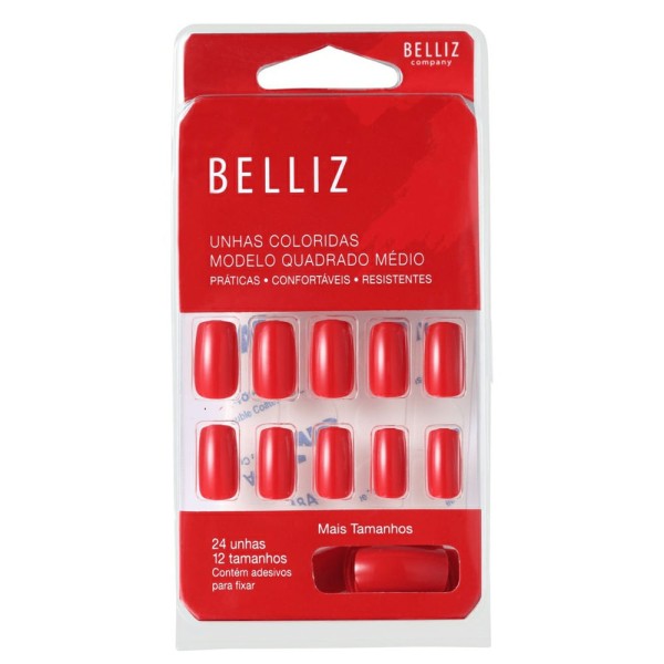 Unhas Postiças Quadrado Curto Ref. 1260 Red Wine - Belliz