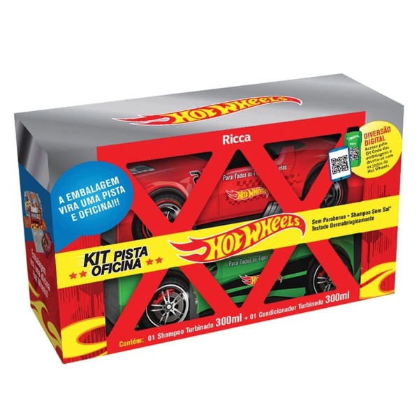 Shampoo + Condicionador Infantil Ricca Hot Wheels Pista Oficina 300ml