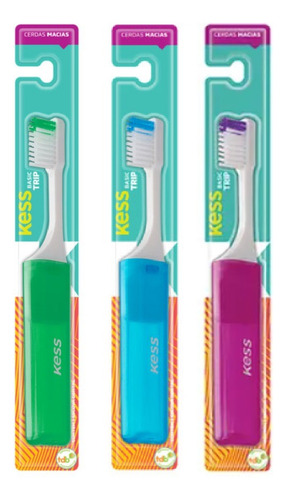 Escova Dental Kess Viagem Média Cores Sortidas com 1 Unidade