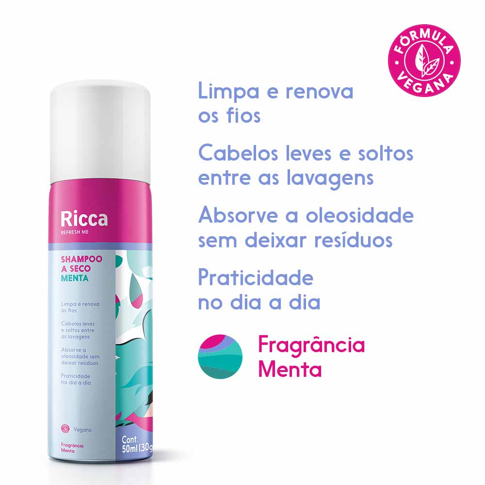 Encontraproduto.com.br - Shampoo A Seco Menta Cuca Fresca 50ml Ricca