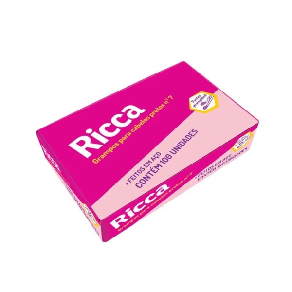Grampo Para Cabelo N7 Preto Ref. 3109 Com 100 Unidades - Ricca