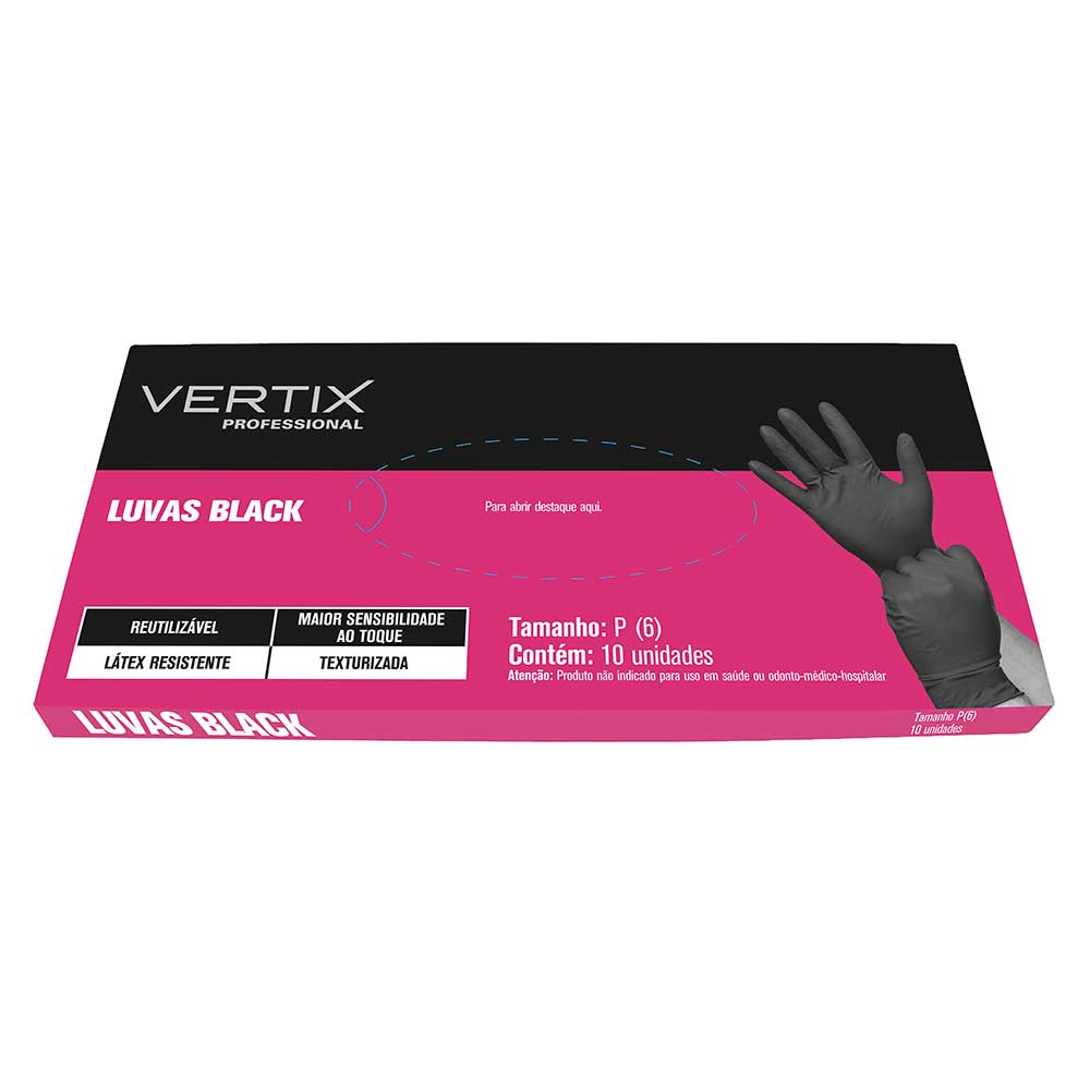 Luva de Látex Vertix Black