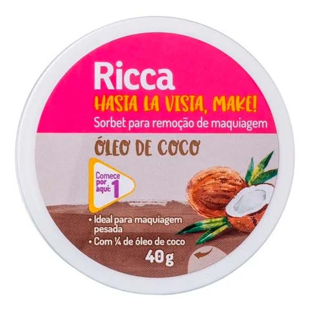 Demaquilante Ricca Hasta La Vista, Make! Óleo de Coco 40g