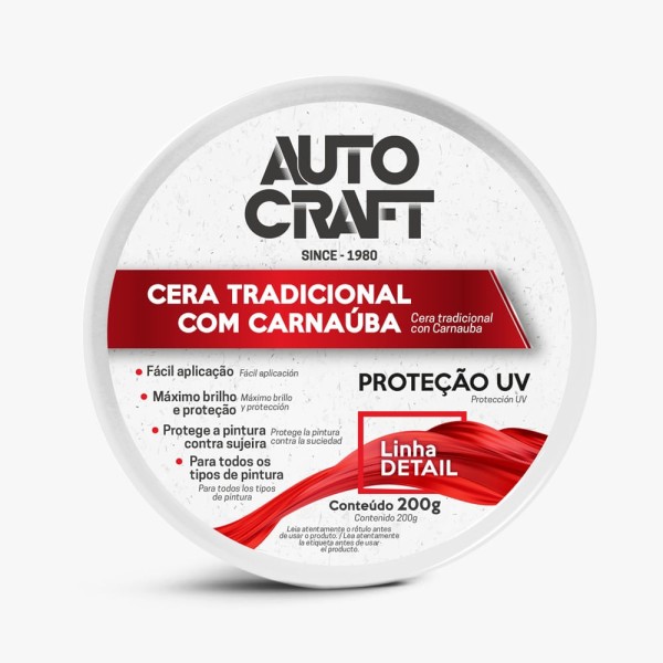Encontraproduto.com.br - Cera Tradicional Autocraft com Carnauba 200g com Proteção UV PROAUTO 1533