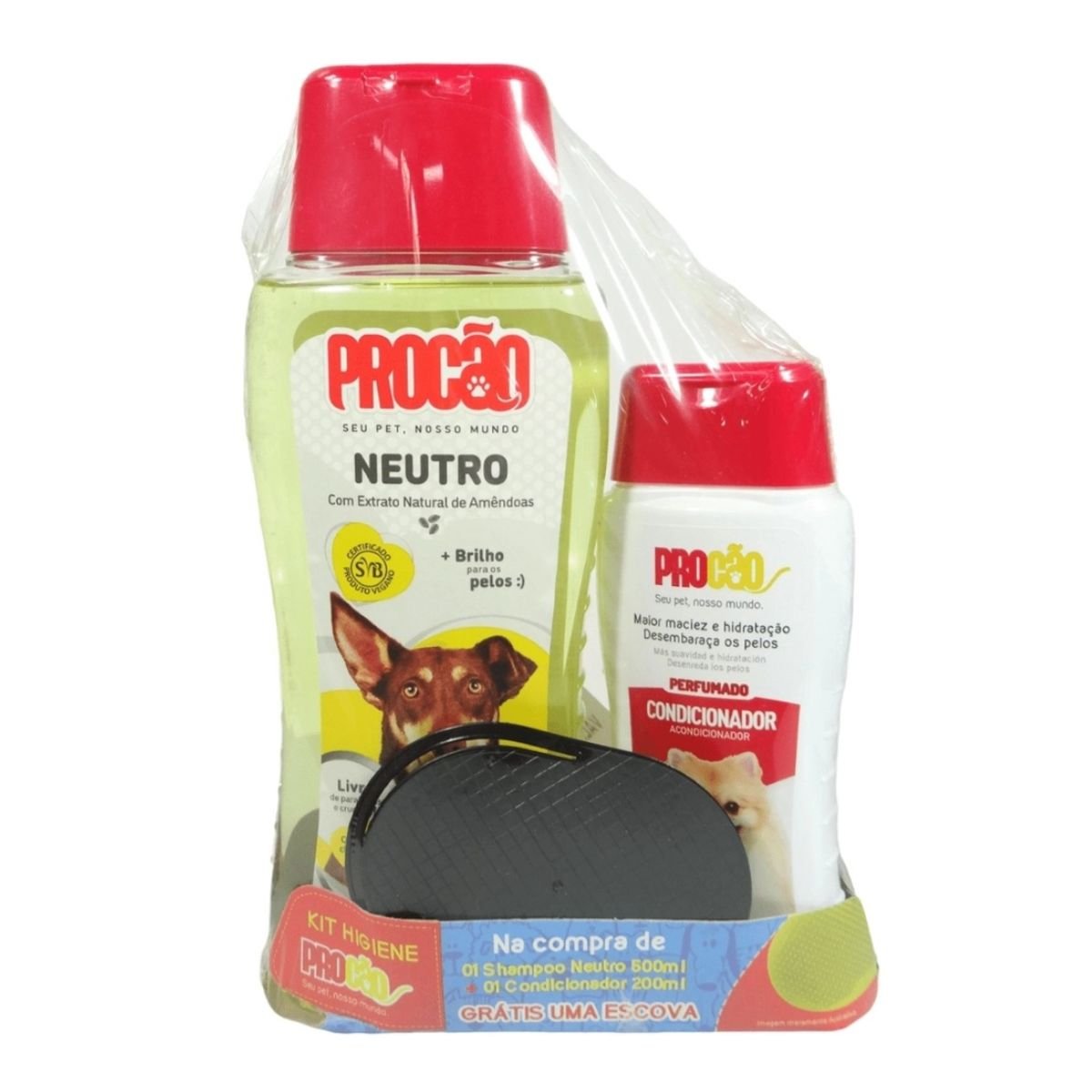 Encontraproduto.com.br - Kit Shampoo Neutro Perfumado 500ml + Condicionador 200ml ProCão Grátis Uma Escova