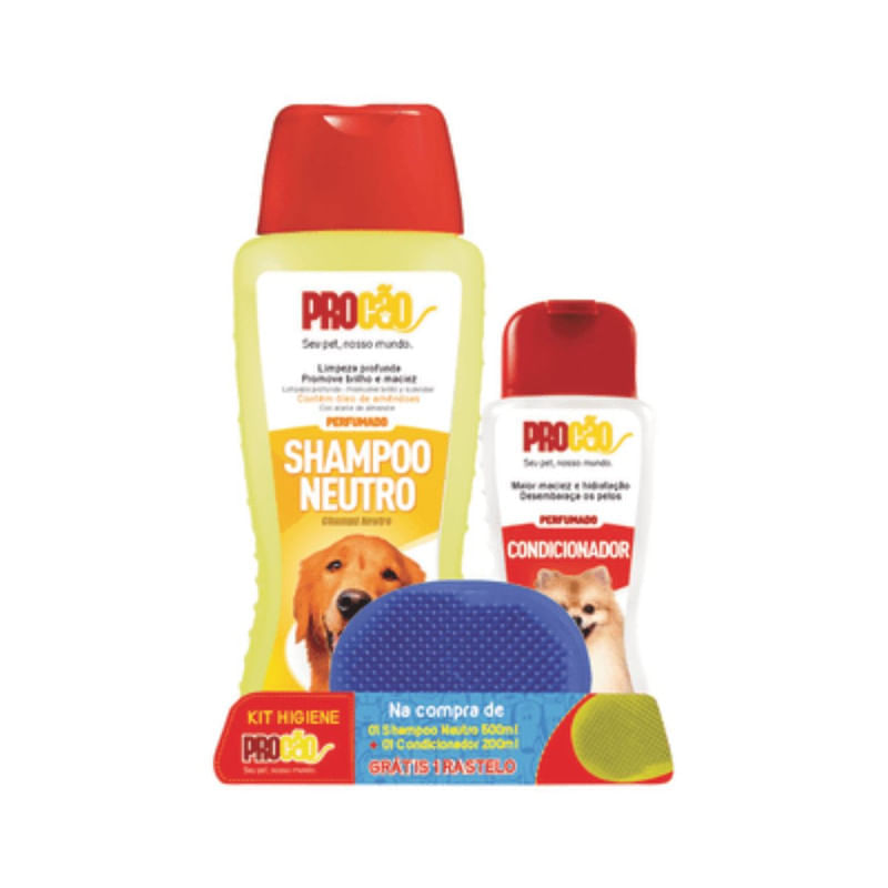 Encontraproduto.com.br - Kit Shampoo Neutro Perfumado 500ml + Condicionador 200ml ProCão Grátis Uma Escova