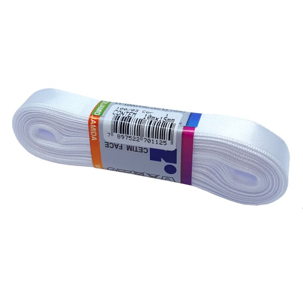 Encontraproduto.com.br - Fita de Cetim Simples No3 Cor Branco c/10m - Najar
