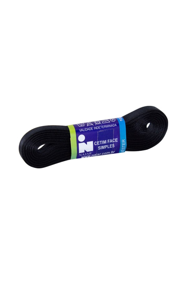 Fita de Cetim Nº01 7mm Peça com 10m Preto