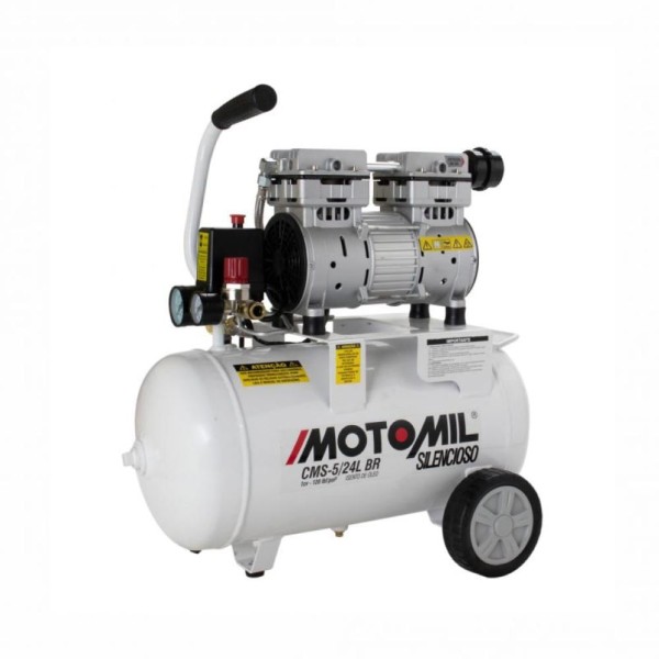 Encontraproduto.com.br - Compressor Silencioso 120Psi 127V Branco Cms-5/24B Motomil