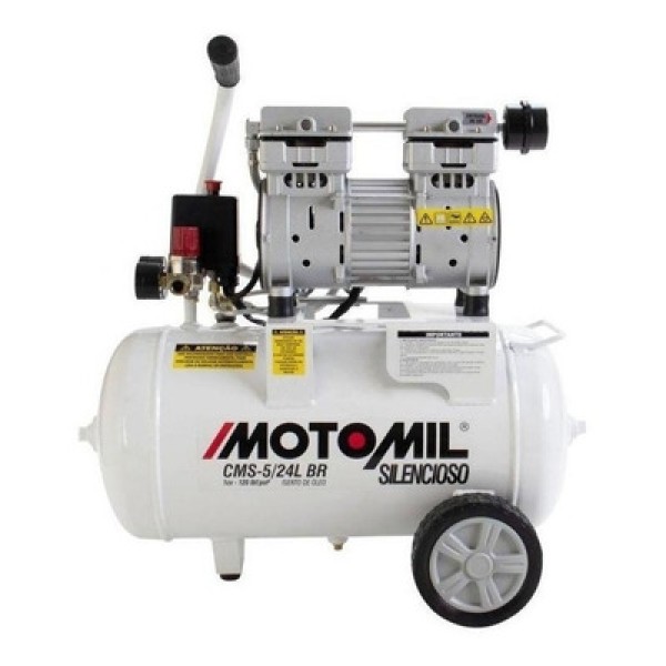 Encontraproduto.com.br - Compressor Silencioso 120Psi 127V Branco Cms-5/24B Motomil