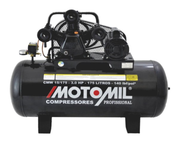Encontraproduto.com.br - Compressor 140Lbs 3HP Monofásico 127/220V CMW-15/175 Motomil
