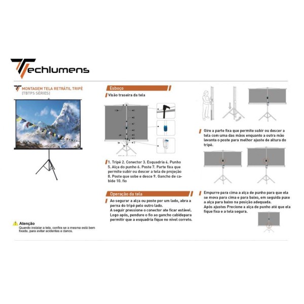 Encontraproduto.com.br - Tela de Projeção Tripé tbtps100v 2.03x1.52M