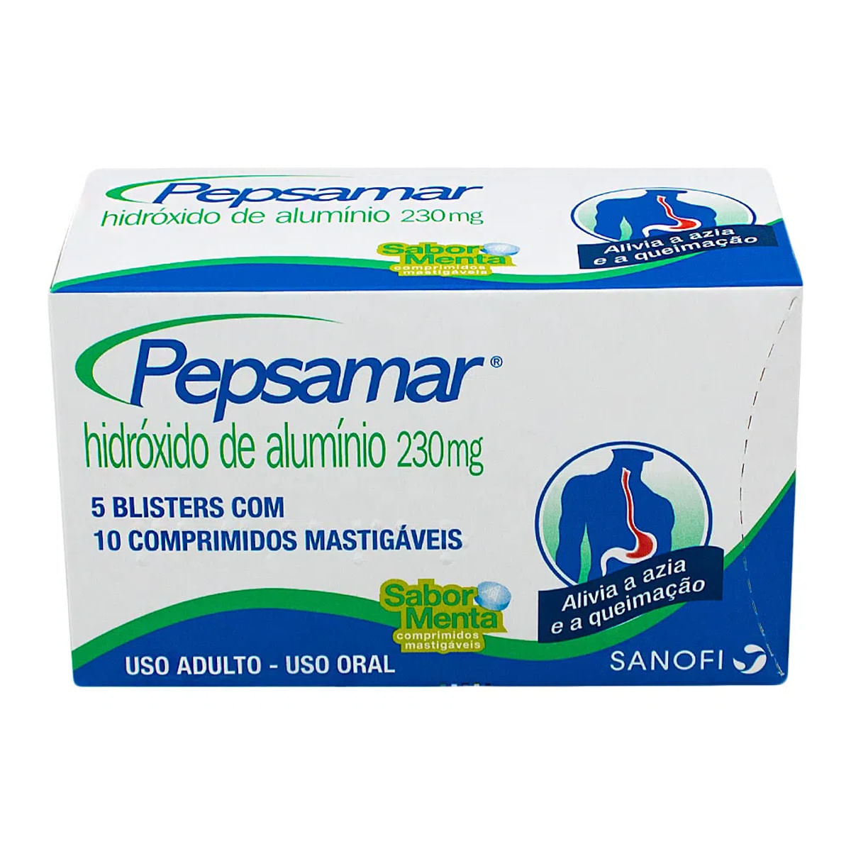 Encontraproduto.com.br - Pepsamar 230MG Comprimido mastigável - Caixa com 50 Comprimidos