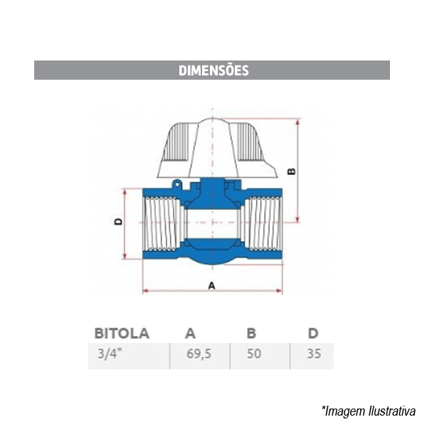 Encontraproduto.com.br - Registro de Esfera Fêmea 3/4 com Borboleta 27952755 Tigre