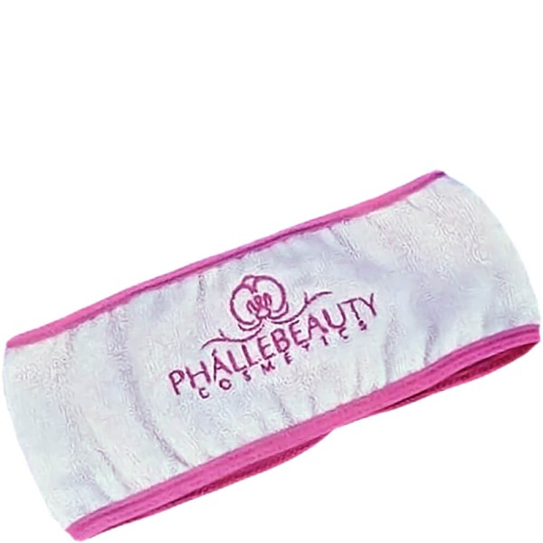 Phállebeauty - Faixa para Cabelo Atoalhada com Velcro Branca com Rosa