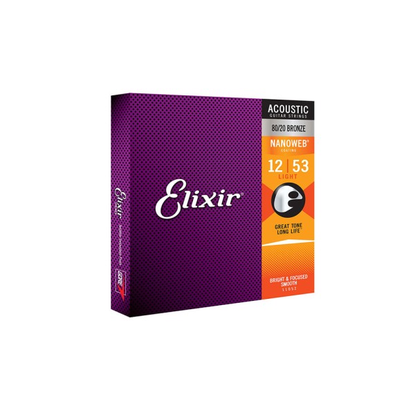 Encontraproduto.com.br - Corda Elixir Nanoweb 012 Light Bronze 80/20 para Violão Aço