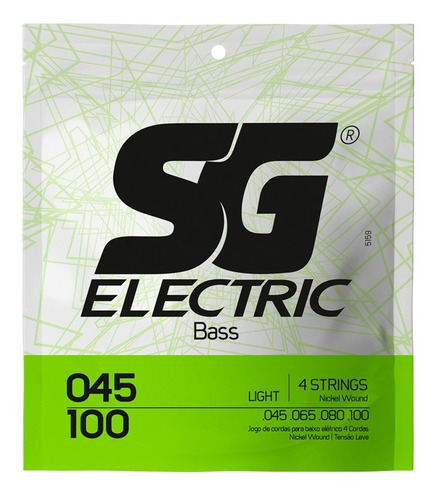 Corda SG 045 Níquel para Baixo 4 Cordas Tensão Leve