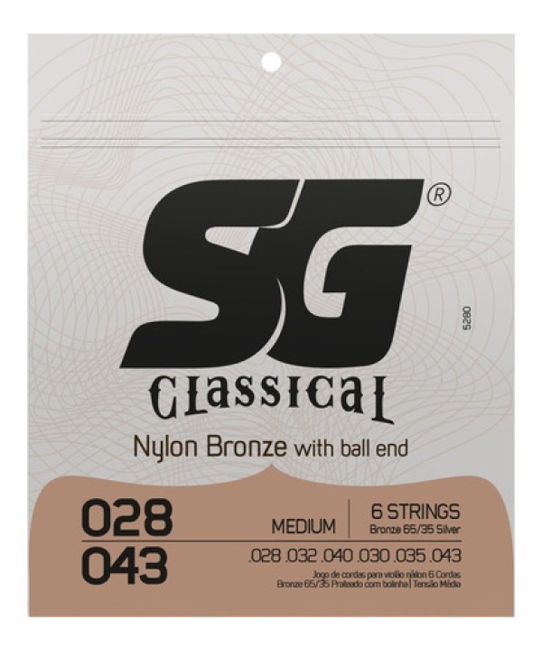 Corda SG 028 Nylon Bronze 65/35 com Bolinha para Violão