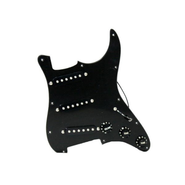 Escudo Dolphin para Guitarra Stratocaster Preto com 3 Camadas e Parte Elétrica Completa