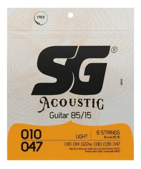 Corda SG 010 Aço Bronze 85/15 para Violão Caixa com 12un.